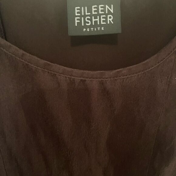 Eileen Fisher Silk Brown Sleeveless Dress - Picture 5 of 7